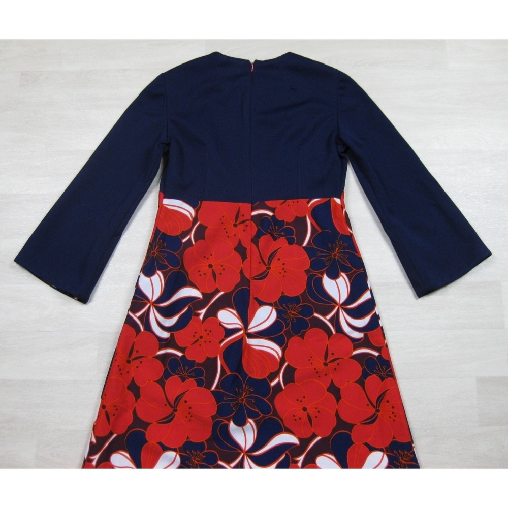 Vintage 60s Maxi Dress (L) Bell Sleeve Floral Psychedelic Hippie Metal Zipper - Picture 4 of 7